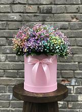Цветочная композиция из Гипсофила и Розы в шляпной коробке #REPLACE_PRED# Ташла