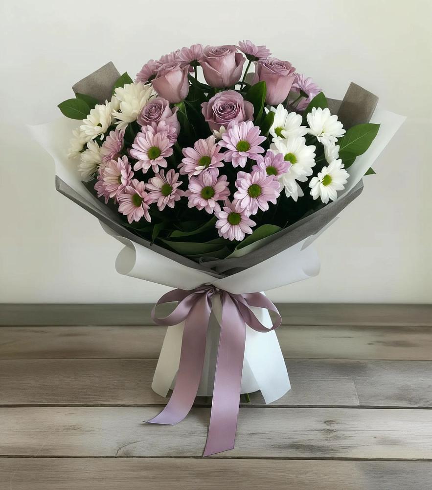 Букет цветов из: Хризантемы и Розы в Ташла