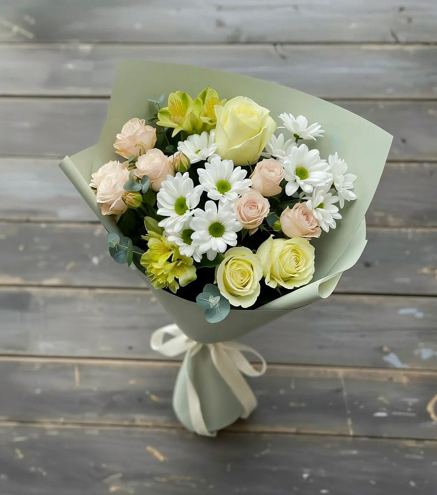 Букет цветов из: Альстромерии, Розы и Хризантемы в Ташла