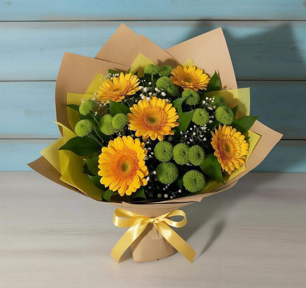 Букет цветов из: Герберы и Хризантемы в Ташла