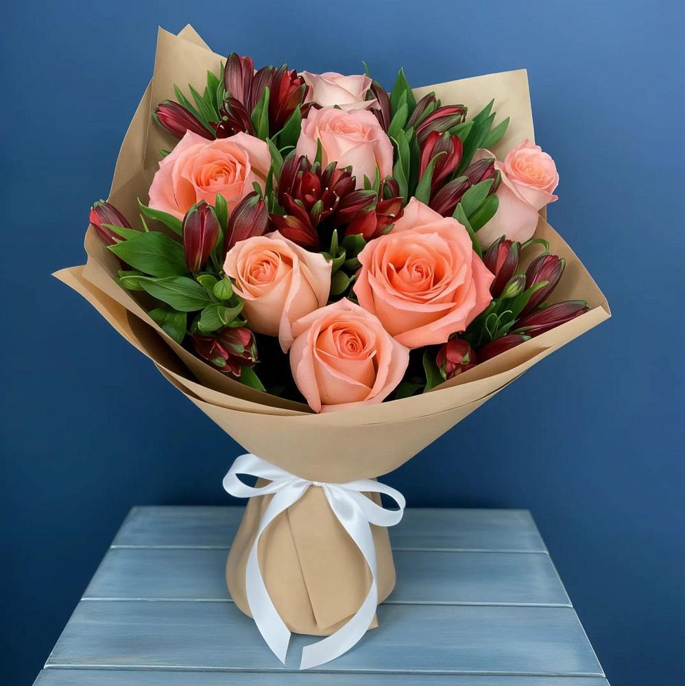 Букет цветов из: Розы и Альстромерии в Ташла