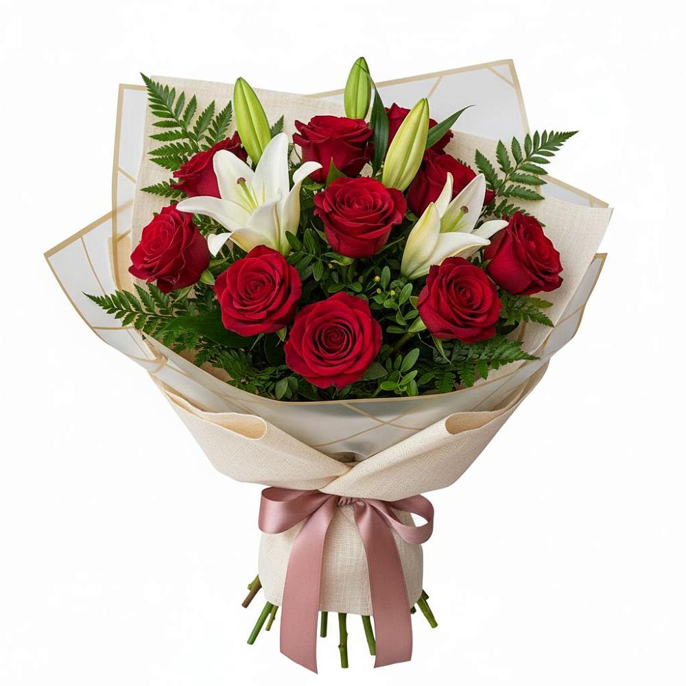 Букет цветов из: Лилии и Розы в Ташла