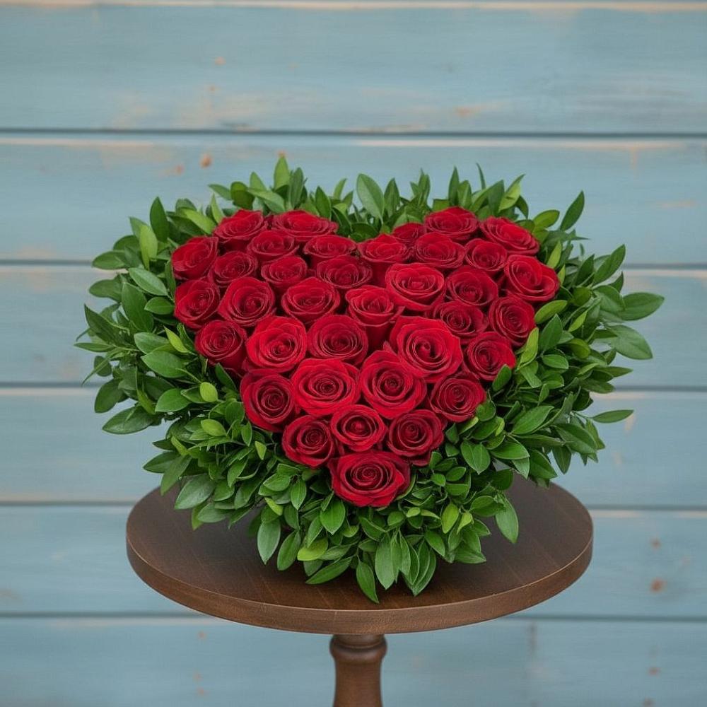 Цветочная композиция из Розы в виде сердца в Ташла