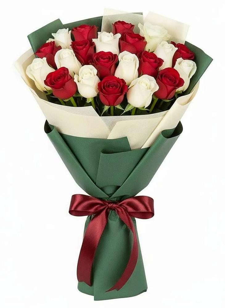 Букет Микс из красных и белых роз в Ташла