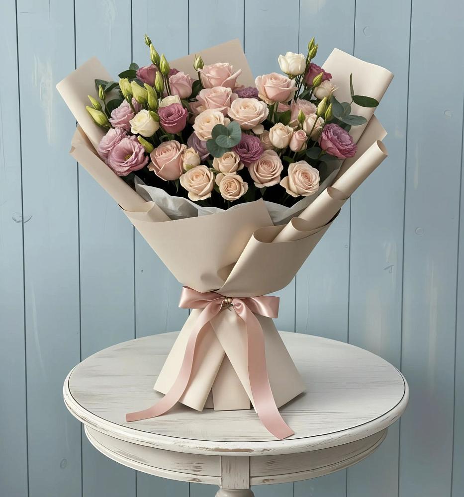 Букет цветов из: Розы и Лизиантусы в Ташла