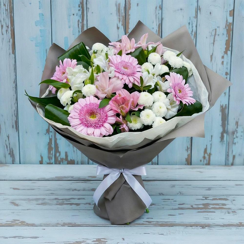 Букет цветов из: Герберы, Альстромерии и Хризантемы в Ташла